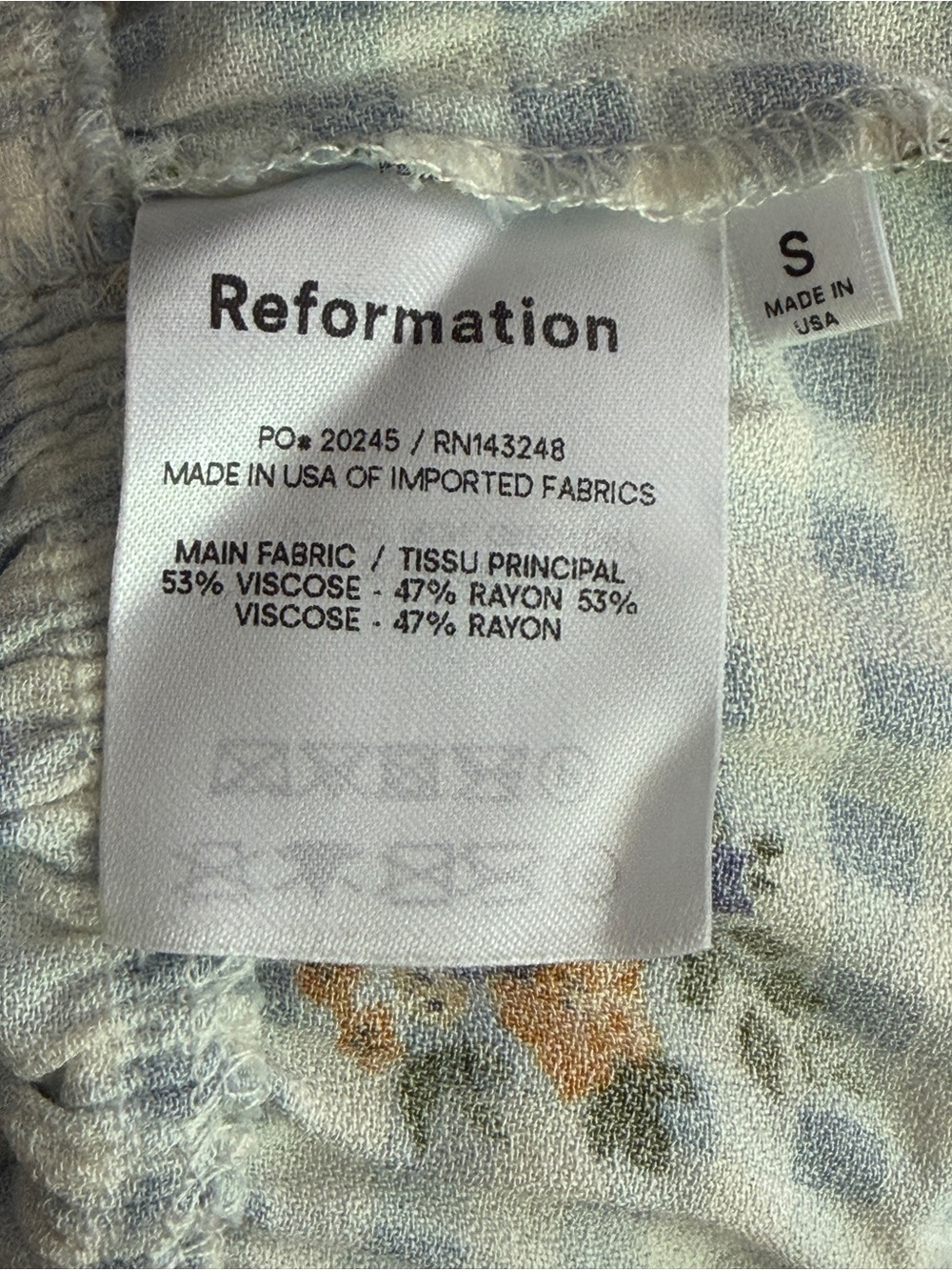 Reformation Liya Top Light Blue Gingham Smocked Floral Tank Small - Picture 10 of 10